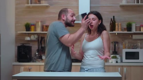 Angry Man Yelling at Unfaithful Wife