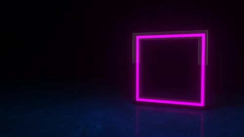 Futuristisches neonleuchtendes lila Quadrat