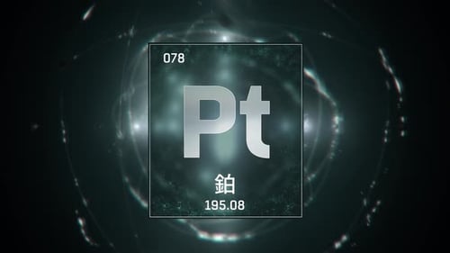 Platinum as Element 78 of the Periodic Table on Green Background in Chinese Language