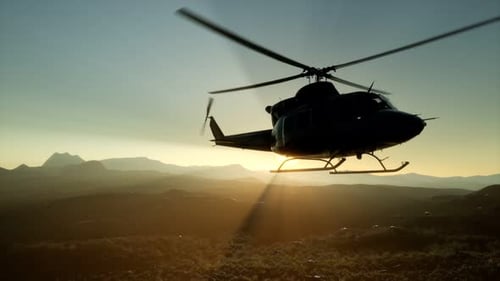 Slow Motion United States Military Helicopter in Vietnam