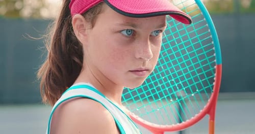 Close Up Portrait of Athlete Girl Looking Straight To Camera,