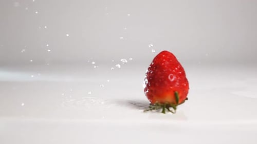 Strawberry Trumble on White Wet Surface