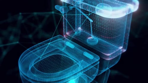 Toilettenschüssel Hologramm Close Up 4k