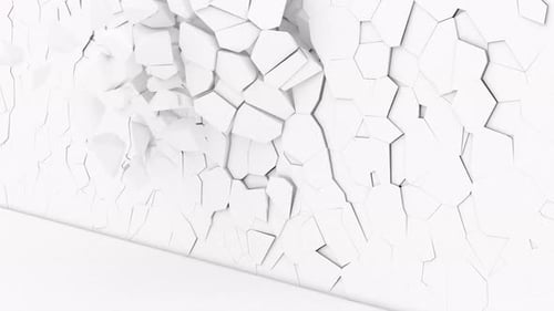 3d White Stone Wall Collapsing Super Slow Motion 1000 Fps