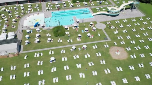Open Air Pubblic Swimming Pool Aerial View