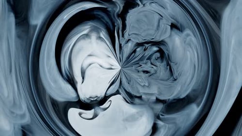 Black and White Ink Blot Spreading Turbulent Moving in Slow Motion