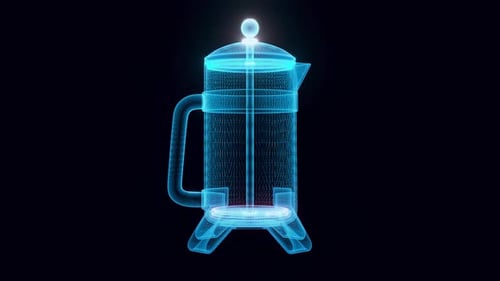 French Press Machine 3d Hologram Rotating 4k