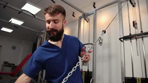 Patient Doing Exercise During Physiotherapy Session in Clinic