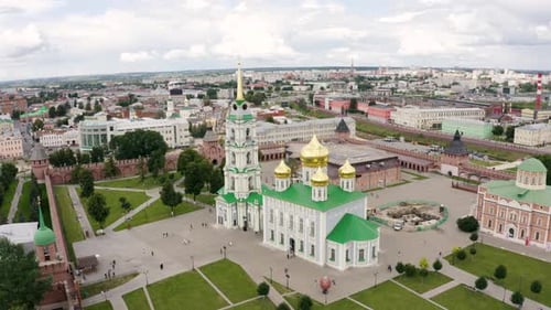 Aerial View at Tula Kremlin and Epiphany Cathedral