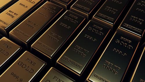 Gold Bars Or Gold Bullion 3d Animation Of A Lot Of Gold Ingots V1 4k