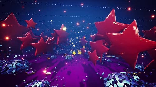 Red And Gold Stars Background Loop