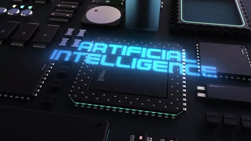 artificial intelligence headline. next-generation chip and processor.