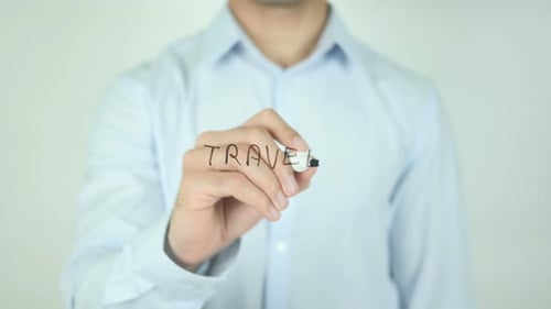 Viajar, escrever em tela transparente