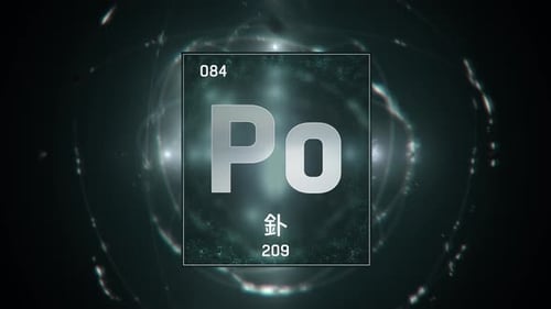Polonium as Element 84 of the Periodic Table on Green Background in Chinese Language