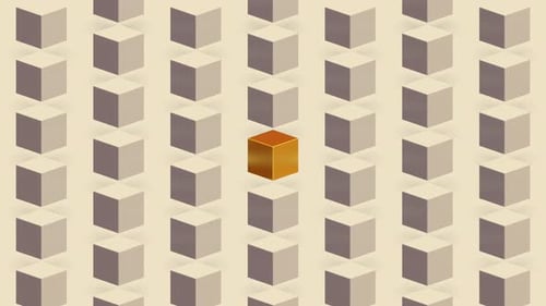 Gold color cube Abstract 3d render of geometric background, motion design.