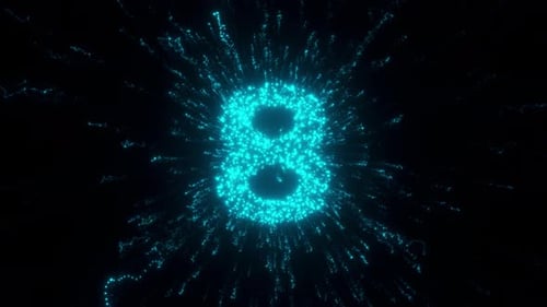 8 Number With Futuristic Particles 4k