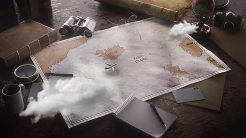 Vintage Travel Mapa do mundo País Islândia Localização