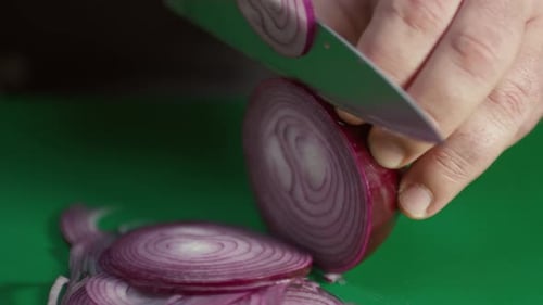 Cutting Red Onion into Thin Slices