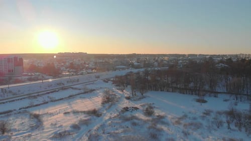 Sunset Aerial Cityscape