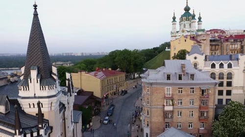 Historical Lowrise European Buildings with Slavic Churches