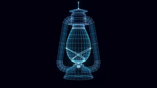 Kerosene Lamp Hologram Rotating 4k