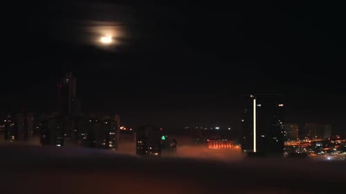 8K Fog In The City At Night