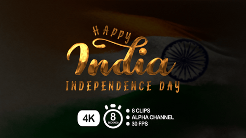 Happy India Independence Day Text Animation