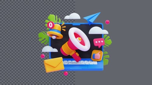 Animação 3D de promoção de negócios