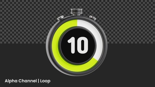 3D 10 Seconds Countdown Timer Animation | Alpha Channel