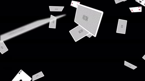 3D 4K Casino chips cards isolated Black Loop background.