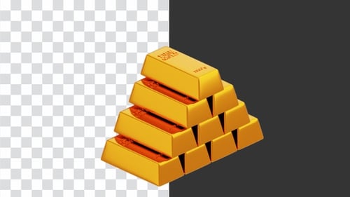 3D Animation of Gold Bars | Alpha Channel
