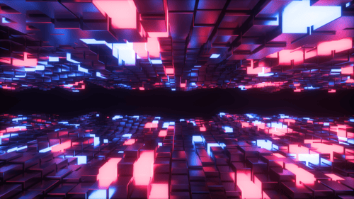 Neon Glowing Cubes Flowing Vj Background