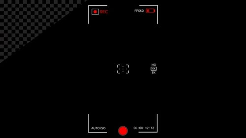 Vertical Video Camera Recording Screen Interface With Low Battery Signal Alpha