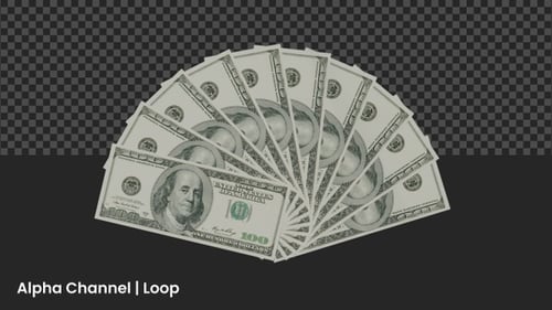 3D Money US Dollars Spread Animation | Alpha Channel