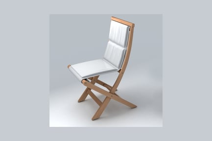 Preview: White leather and wood folding chair