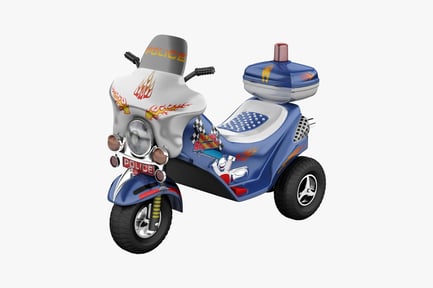 Vista previa: Patinete policial con calcomanías y antenas en forma de llama