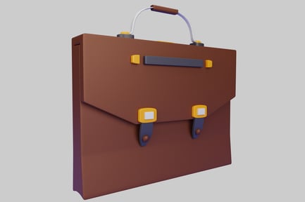 Preview: Brown Leather Briefcase with Contrasting Grey Handles