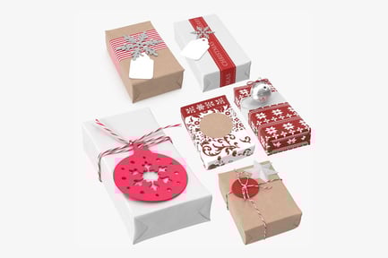 Aperçu: Collection de cadeaux de Noël emballés pour les fêtes