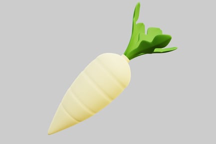 Preview: White Carrot with Green Leaves
