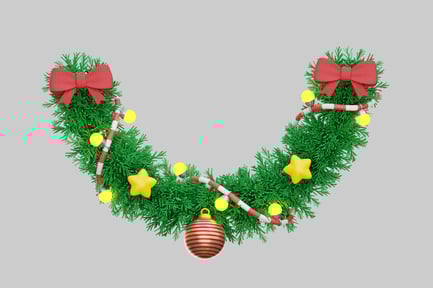 Preview: Bright Christmas Garland With Lights And Ornaments