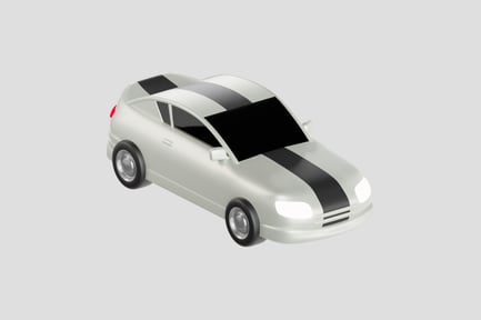 3D White Sport Car