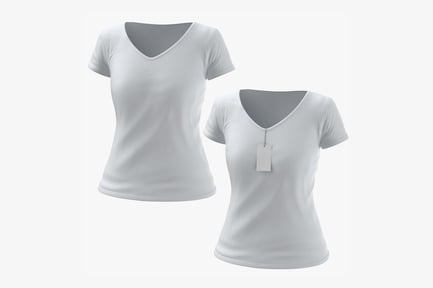 Visualização: Camiseta branca justa com decote em V