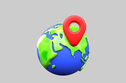 Preview: Cartoon globe with red pin