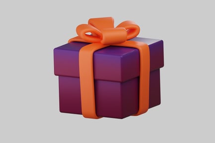 Preview: Purple gift box with orange ribbon