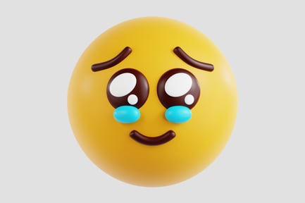 Visualização: Emoji de rosto em 3D segurando as lágrimas