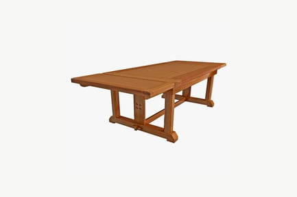 Rectangular table with cross legs and fastener holes