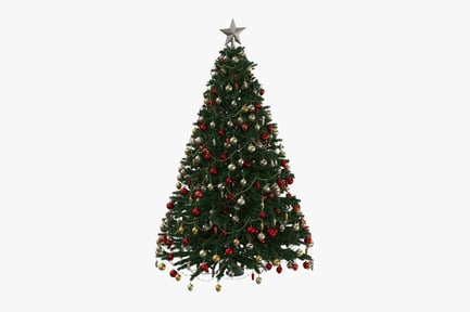 Festive Christmas Tree with Ornaments and Star Topper