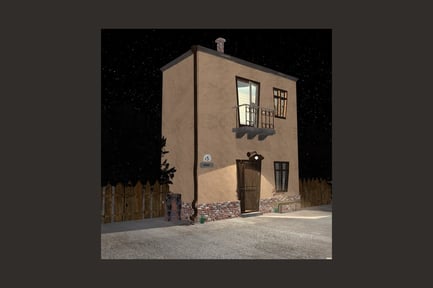 Preview: Two-story house with balcony and sloping roof