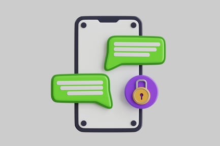 Preview: Smartphone with Speech Bubbles and Lock Icon