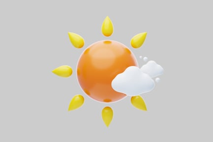 Preview: Stylized sun with droplets and clouds